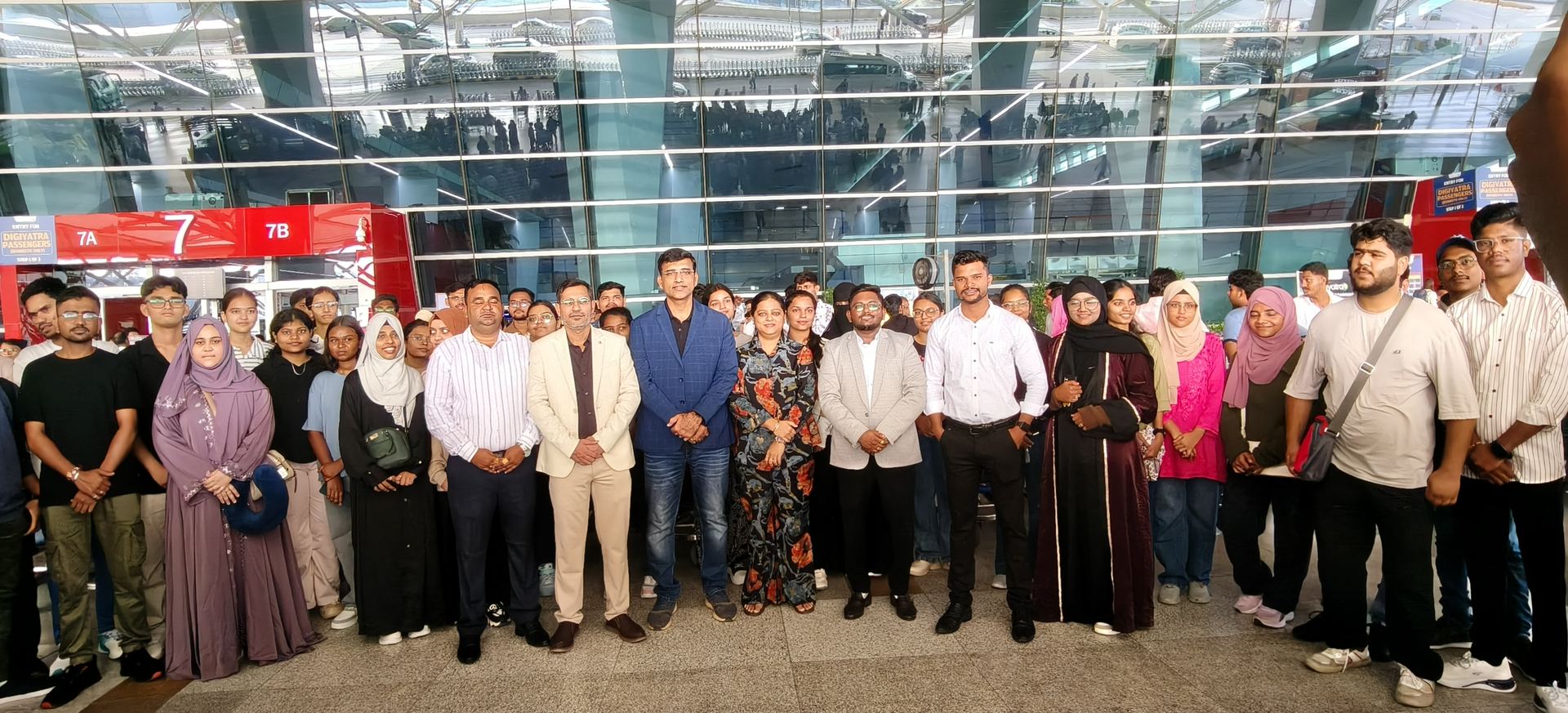 Family and students before boarding